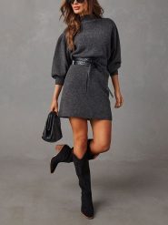 Milan Kiss Sukienka dzianinowa w kolorze antracytowym rozmiar: M. Czarne sukienki damskie Milan Kiss, bez wzorów, z dzianiny, bez ramiączek. Za 196.70 zł.