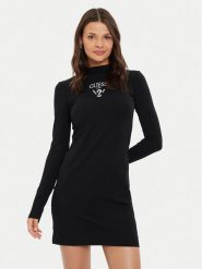 Guess Sukienka codzienna Colette Jersey V4BK04 KCDH1 Czarny Regular Fit. Czarne sukienki damskie Guess, z aplikacjami, z bawełny, bez ramiączek. Za 119.99 zł.