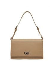 Calvin Klein Torebka Ck Elongated Shoulder Bag K60K612807 Beżowy. Brązowe torebki klasyczne damskie Calvin Klein, ze skóry, bez dodatków. Za 309.99 zł.