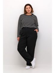 KAFFE curve Koszulka w kolorze czarno-białym rozmiar: M. Czarne koszulki damskie KAFFE curve, m, bez wzorów, z bawełny, bez kołnierzyka, bez ramiączek. Za 60.99 zł.