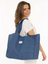 Zwillingsherz Shopper bag w kolorze granatowym rozmiar: onesize. Niebieskie shopper bag Zwillingsherz, bez wzorów, z materiału, na ramię, bez dodatków. Za 113.99 zł.