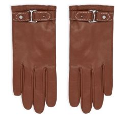 Rękawiczki LAUREN RALPH LAUREN. Brązowe rękawiczki damskie Lauren Ralph Lauren, bez wzorów, z dzianiny. Za 689.99 zł.