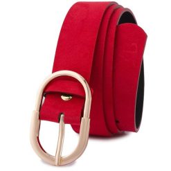 Pasek skórzany BELTIMORE r.90-105 cm E51 czerwony. Czerwone paski damskie bez wzorów. Za 49.99 zł.