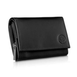 Portfel damski BETLEWSKI BPD-NVTC-11 czarny. Czarne portfele damskie Betlewski, bez wzorów, ze skóry. Za 159.99 zł.