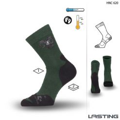 Skarpety merino HNC. Zielone skarpetki damskie LASTING, bez wzorów, z elastanu. Za 51.00 zł.