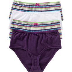 Figi "maxi panty" (4 pary) bonprix w kolorowe paski. Białe figi bonprix, w kolorowe wzory. Za 39.96 zł.