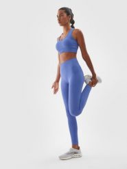 4F Legginsy treningowe bezszwowe z wysokim stanem damskie - granatowe M/L. Niebieskie legginsy damskie 4F, l, bez wzorów, z dzianiny. W wyprzedaży za 79.99 zł.