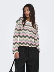 ONLY Sweter w kolorze jasnoróżowo-kremowo-zielonym rozmiar: M. Brązowe swetry klasyczne damskie Only, m, bez kołnierzyka. Za 104.99 zł.