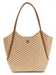 Guess Shopper bag w kolorze karmelowo-kremowym - 41 x 34 x 14 cm rozmiar: onesize. Brązowe shopper bag Guess, z aplikacjami, z materiału, na ramię, bez dodatków. Za 517.02 zł.
