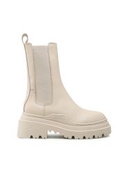 Badura Sztyblety 2131 Beżowy. Brązowe botki damskie Badura, ze skóry, bez obcasa, na płaskiej podeszwie, bez zapięcia. Za 449.99 zł.