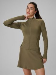 4F Bluza treningowa slim szybkoschnąca damska - oliwkowa M. Brązowe bluzy damskie 4F, m, bez wzorów, ze skóry. Za 179.99 zł.