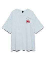Vero Moda Koszulka w kolorze błękitnym rozmiar: S. Niebieskie bluzki damskie Vero Moda, s, bez wzorów, z bawełny, bez kołnierzyka, bez ramiączek. Za 72.95 zł.