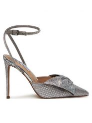 Steve Madden Szpilki Vincentia-R Heeled s SM11003650 Srebrny. Szare sandały damskie Steve Madden, bez wzorów, z materiału, bez obcasa, na szpilce, bez zapięcia. Za 459.99 zł.