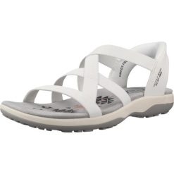 Sandały SKECHERS REGGAE SLIM STRETCH FLEX Biały. Białe sandały damskie Skechers, bez wzorów, z tkaniny, bez obcasa, bez zapięcia. Za 323.99 zł.
