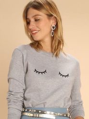 WOOOP Bluza "Eyes Closed" w kolorze szarym rozmiar: M. Szare bluzy damskie Wooop, m, bez wzorów, z bawełny, bez kaptura. Za 108.99 zł.