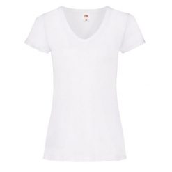 Koszulka Damska Valueweight Plain V Neck T-shirt. Białe koszulki damskie Fruit of the Loom, bez wzorów, bez kołnierzyka, bez ramiączek. Za 37.99 zł.