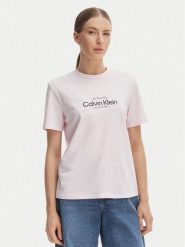 Calvin Klein Jeans T-Shirt NYC Logo LV047F810G Różowy Classic Fit. Czerwone t-shirty damskie Calvin Klein Jeans, xl, bez wzorów, z bawełny, bez kołnierzyka. Za 169.99 zł.
