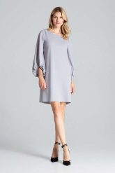 Szara Luźna Sukienka z Bufiastym Rękawem 3//4. Szare sukienki damskie Figl, bez wzorów, z elastanu, bez ramiączek. Za 269.00 zł.
