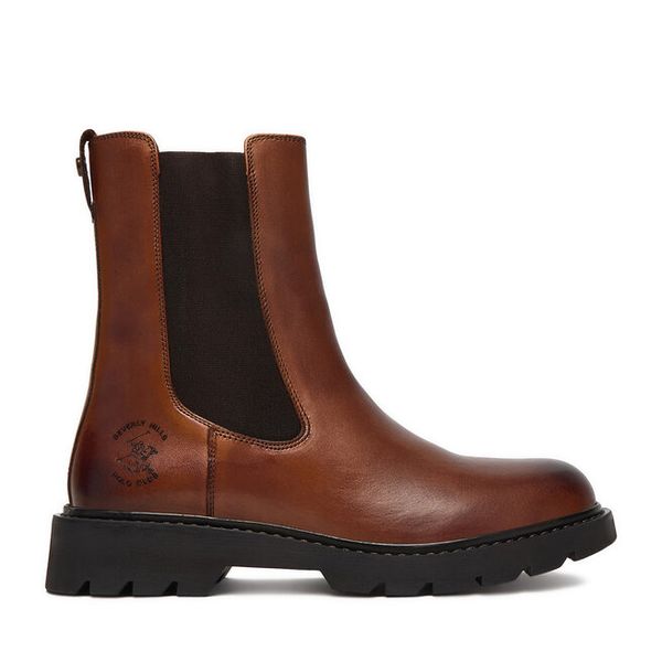 Sztyblety Beverly Hills Polo Club. Brązowe botki damskie Beverly Hills Polo Club, bez obcasa, na płaskiej podeszwie, bez zapięcia. Za 429.99 zł.