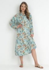 Miętowa Rozkloszowana Sukienka z Koszulową Górą Hajra. Zielone sukienki damskie Born2be, bez wzorów, z materiału, eleganckie, bez ramiączek. W wyprzedaży za 101.99 zł.