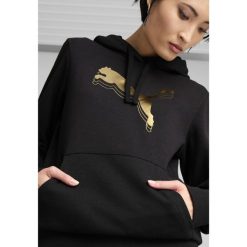 Damska bluza z kapturem ESS METALLIC PUMA Black Metallic Gold. Czarne bluzy damskie Puma, xs, bez wzorów, z kapturem. W wyprzedaży za 109.00 zł.