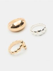 Pierścionki z błyszczącym wykończeniem 3 pack - wielobarwny. Pierścionki damskie Sinsay. Za 12.99 zł.