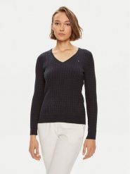 Tommy Hilfiger Sweter WW0WW40999 Granatowy Regular Fit. Niebieskie swetry klasyczne damskie Tommy Hilfiger, l, z bawełny, bez kołnierzyka. Za 319.99 zł.