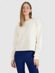 4F Bluza dresowa oversize nierozpinana bez kaptura damska - biała XS. Białe bluzy damskie 4F, xs, bez wzorów, z bawełny, bez kaptura. W wyprzedaży za 79.99 zł.