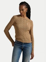 Polo Ralph Lauren Sweter 211971795002 Brązowy jasny Slim Fit. Brązowe swetry klasyczne damskie Polo Ralph Lauren, s, bez kołnierzyka. Za 949.99 zł.