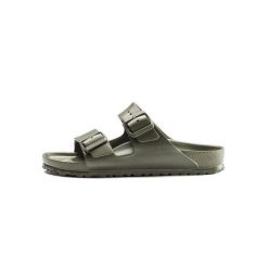 Klapki damskie Birkenstock Arizona Birkoflor. Zielone klapki damskie Birkenstock, bez wzorów, z materiału, bez obcasa, bez zapięcia. Za 356.00 zł.