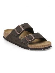 Birkenstock Skórzane klapki "Arizona" w kolorze brązowym rozmiar: 46. Brązowe klapki damskie Birkenstock, bez wzorów, ze skóry, z otwartym noskiem, bez obcasa, bez zapięcia. Za 426.06 zł.
