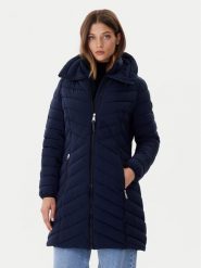 DKNY Płaszcz zimowy DLEMPN46 Granatowy Slim Fit. Niebieskie płaszcze damskie DKNY, na zimę, xs, bez wzorów, z syntetyku, bez kaptura. Za 749.99 zł.