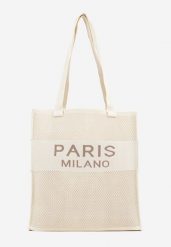 Beżowa Torebka Shopperka z Tłoczonej Tkaniny Salarea. Brązowe shopper bag Born2be, z tkaniny, z tłoczeniem, bez dodatków. Za 64.99 zł.