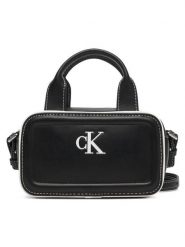 Calvin Klein Torebka Contrast Ck Mini Bauletto Bag LV04F1257G Czarny. Czarne torebki klasyczne damskie Calvin Klein, ze skóry, bez dodatków. Za 369.99 zł.