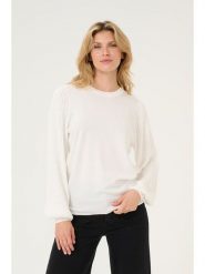 Kaffe Sweter "Nanna" w kolorze białym rozmiar: XXL. Białe swetry klasyczne damskie Kaffe, xxl, ze splotem, bez kołnierzyka. Za 78.28 zł.