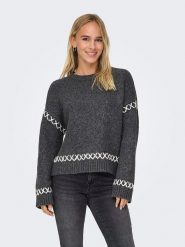 ONLY Sweter "Amanda" w kolorze antracytowym rozmiar: S. Czarne swetry klasyczne damskie Only, s, ze splotem, bez kołnierzyka. Za 70.24 zł.
