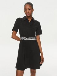 KARL LAGERFELD Sukienka codzienna 241W1350 Czarny Regular Fit. Czarne sukienki damskie KARL LAGERFELD, bez wzorów, z bawełny, bez ramiączek. Za 849.99 zł.