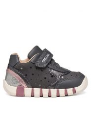 Geox Sneakersy B Iupidoo Girl B5658B 0DHBC C0710 Szary ciemny. Szare buty sportowe dziewczęce Geox, ze skóry, bez zapięcia. Za 249.99 zł.