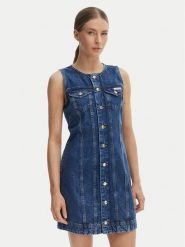 Calvin Klein Jeans Sukienka jeansowa LV047F761G Granatowy Slim Fit. Niebieskie sukienki damskie Calvin Klein Jeans, bez wzorów, z bawełny, bez ramiączek. Za 489.99 zł.