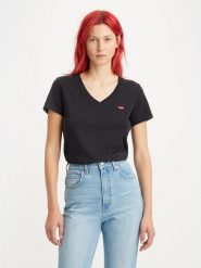 Levi's Koszulka w kolorze czarnym rozmiar: S. Czarne bluzki damskie Levi's, s, bez wzorów, z bawełny, bez kołnierzyka, bez ramiączek. Za 70.08 zł.