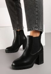 Czarne Botki na Obcasie w Stylu Sztybletów z Gumką Realine. Czarne botki damskie Born2be, z jeansu, biznesowe, bez obcasa, na obcasie, bez zapięcia. Za 109.99 zł.