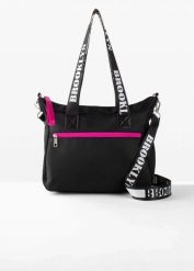 Torba sportowa z kontrastowymi detalami. Czarne torby sportowe bonprix, bez wzorów. Za 89.99 zł.
