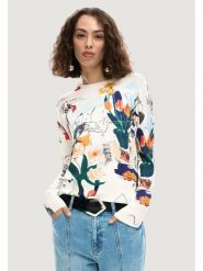 Desigual Sweter Nantes Lacroix 26SWJF35 Écru Regular Fit. Swetry klasyczne damskie Desigual, xl, z syntetyku, bez kołnierzyka. Za 429.99 zł.