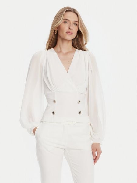 Rinascimento Bluzka CFC0126180003 Biały Regular Fit. Białe bluzki damskie Rinascimento, xl, bez wzorów, z syntetyku, bez kołnierzyka, bez ramiączek. Za 379.99 zł.