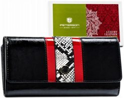 Portfel skórzany Peterson PTN ST-415 czarny. Czarne portfele damskie Peterson, bez wzorów, ze skóry. Za 184.99 zł.