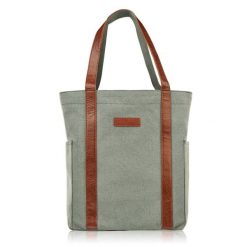 Shopperka materiałowa Paolo Peruzzi E-17-BU zielono-szara. Szare shopper bag PAOLO PERUZZI, bez wzorów, z bawełny, na ramię, bez dodatków. Za 119.99 zł.