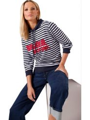 Heine Bluza w kolorze granatowo-białym rozmiar: 36. Niebieskie bluzy damskie Heine, bez wzorów, bez kaptura. Za 86.99 zł.