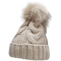 Czapka damska 4F. Brązowe czapki damskie 4F, na zimę, z aplikacjami, z materiału. Za 52.99 zł.