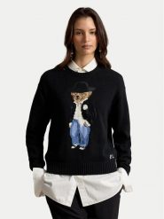 Polo Ralph Lauren Sweter 211B23918001 Czarny Regular Fit. Czarne swetry klasyczne damskie Polo Ralph Lauren, m, z bawełny, bez kołnierzyka. Za 2,293.99 zł.