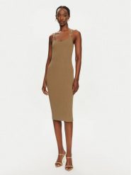 MICHAEL Michael Kors Sukienka dzianinowa MT482IL33D Brązowy Slim Fit. Brązowe sukienki damskie MICHAEL Michael Kors, bez wzorów, z dzianiny, bez ramiączek. Za 999.99 zł.